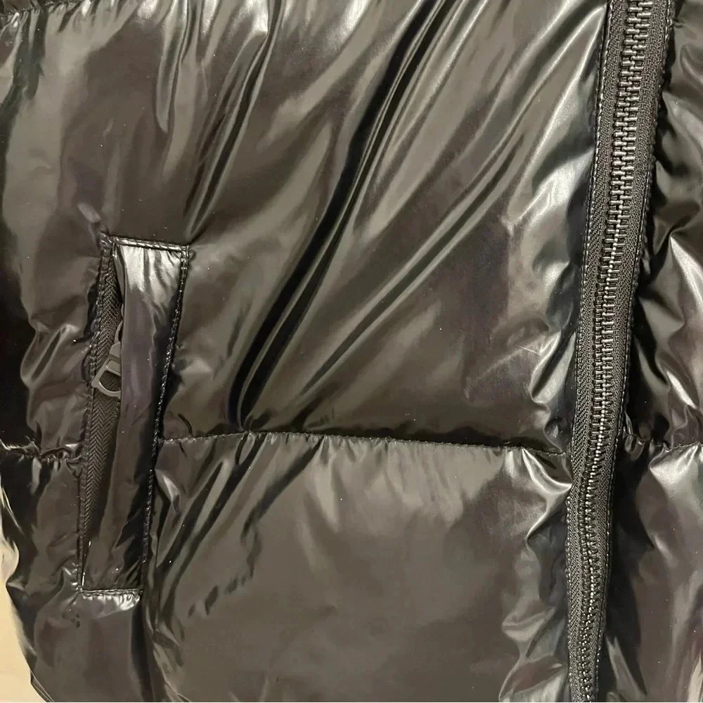 Alice + Olivia Durham black leopard print reversible puffer jacket size small